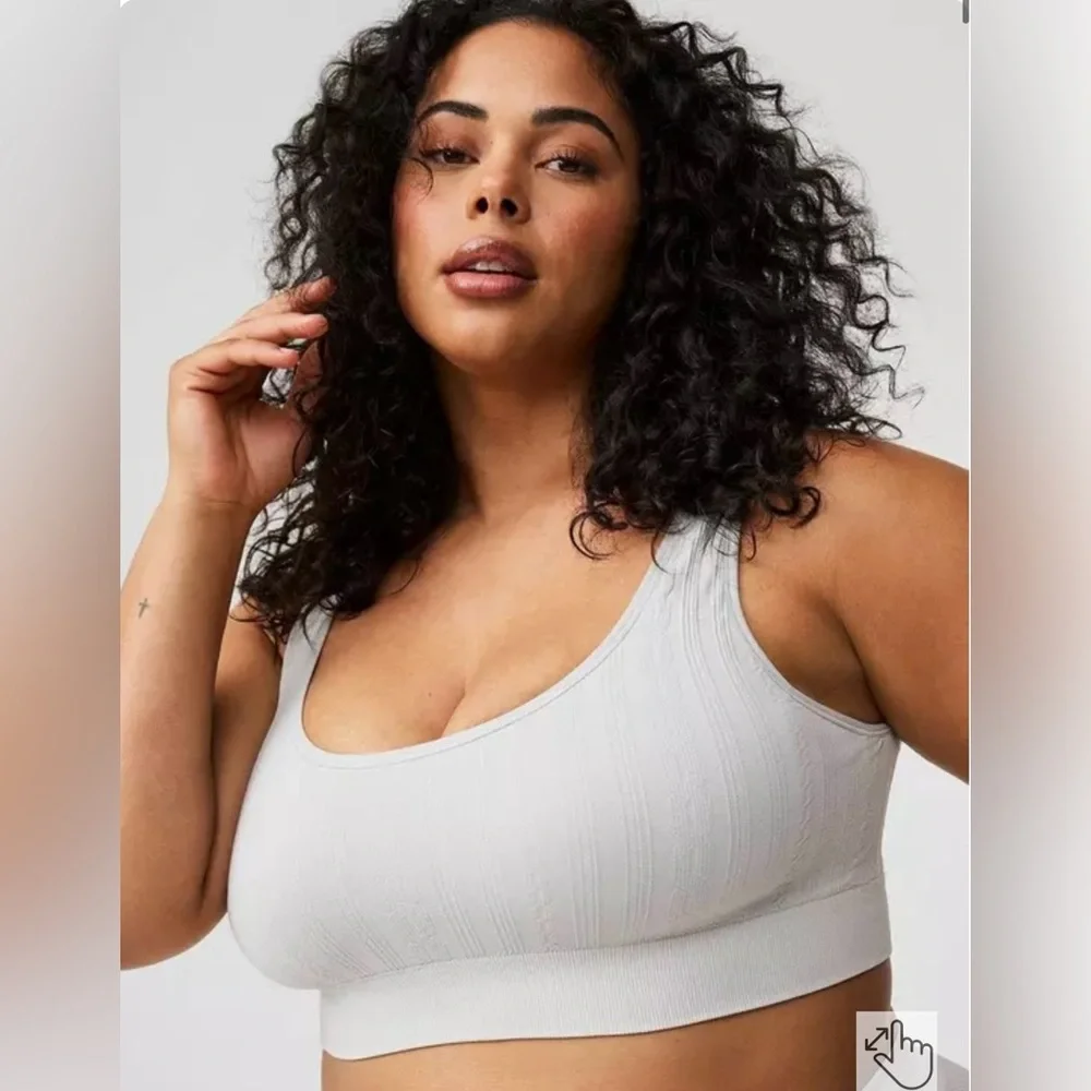 Torrid Lightly Lined Seamless Cable Knit Scoop Grey Bralette, Size 2xl - Picture 2 of 9